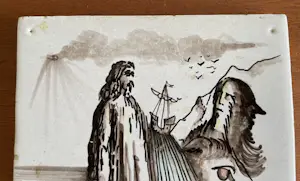 Onbekend - Hand gedecoreerde tegel met een allegorische voorstelling kopen? Bied vanaf 20!