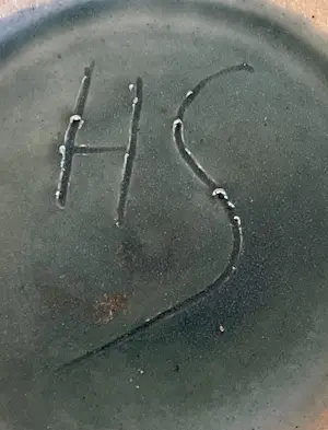 Onbekend - Grote Kunst Keramische groene kom op voet gesigneerd HS kopen? Bied vanaf 10!