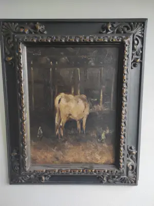 Felix Jansé - Olieverfschilderij met voorstelling van een koe in een stal kopen? Bied vanaf 150!