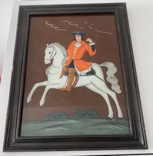 Onbekend - Reverse painting 2 fraaie schilderijen (19e eeuw") ruiters te paard kopen? Bied vanaf 100!