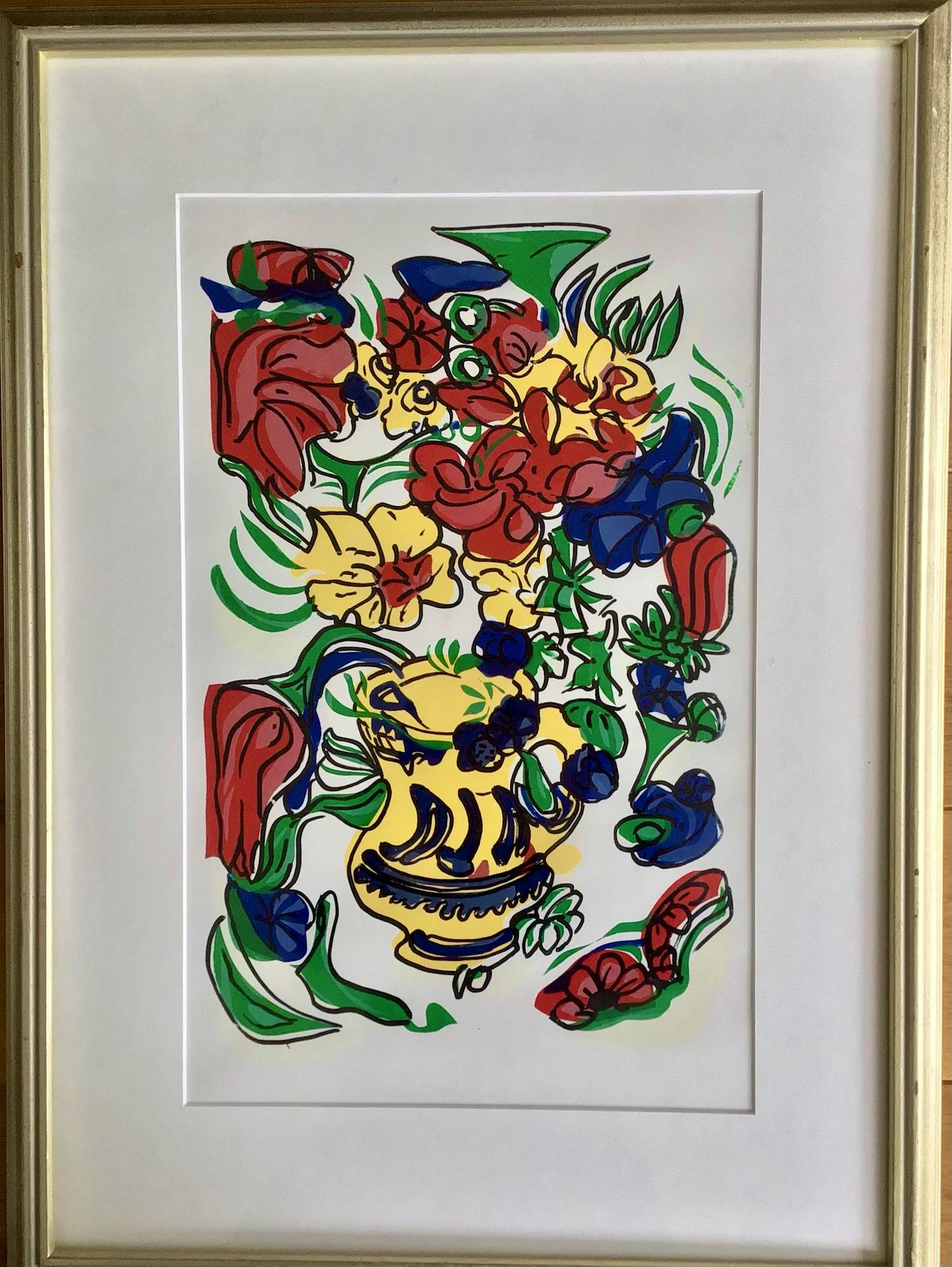 Onbekend - Abstract bloemen in vaas, ingelijst kopen? Bied vanaf 20!