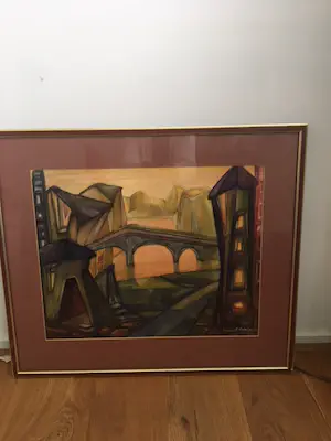 Ton Pape - Geabstraheerd stadgezicht met brug kopen? Bied vanaf 60!