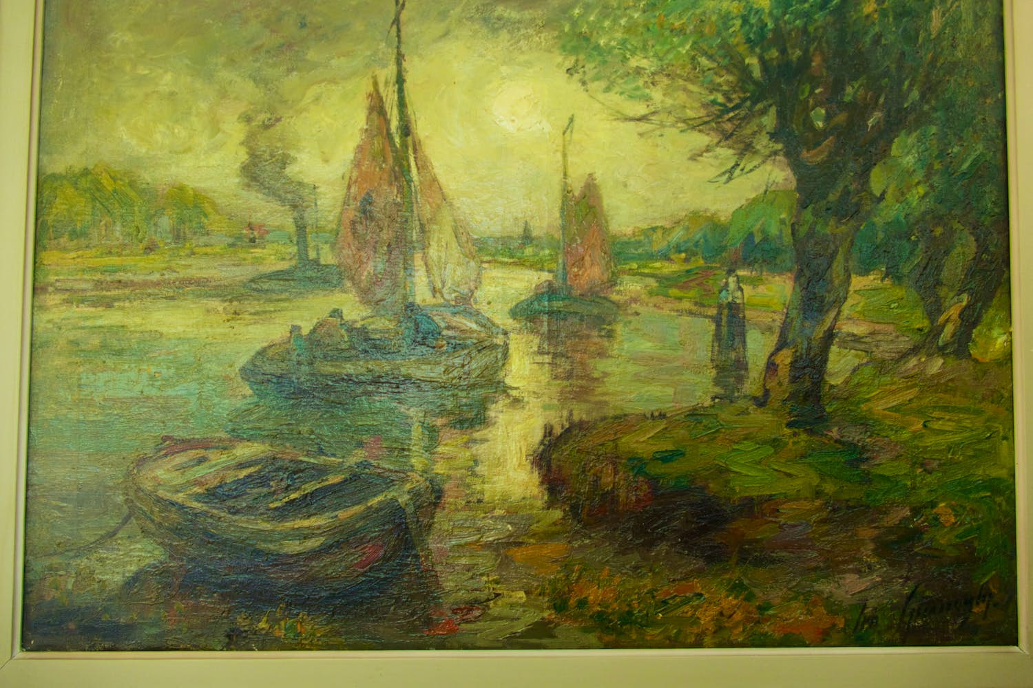 Leo Spanoghe - zicht op de Schelde en voorbijvarende rivierschepen kopen? Bied vanaf 500!