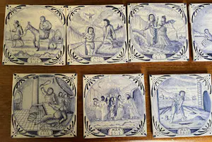 Onbekend - Set van 11 blauw witte handbeschilderde wandtegels met Bijbelse voorstelling kopen? Bied vanaf 50!