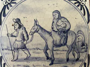 Onbekend - Set van 11 blauw witte handbeschilderde wandtegels met Bijbelse voorstelling kopen? Bied vanaf 50!