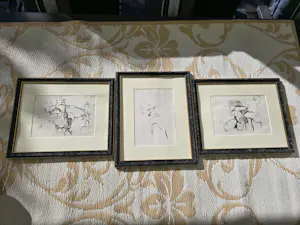 Buy Onbekend - Drie prachtige kwaliteit tekeningen van kunstenaar Marco Di Piazza? Bid from 60!