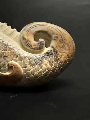 Onbekend - Gesneden jade vissculptuur Chinees gesneden jadesculptuur kopen? Bied vanaf 20!