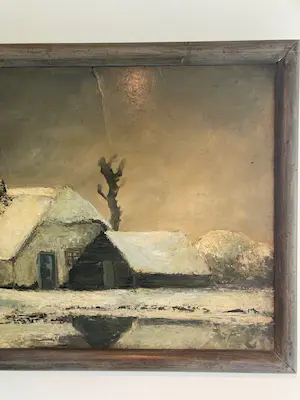 Niet of onleesbaar gesigneerd - Boerderij in winter-landschap kopen? Bied vanaf 1!