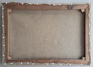 Onbekend - Landschap met bomenrij. Waterkant. kopen? Bied vanaf 100!