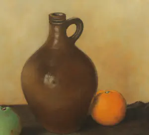 Onbekend - 2x Ingelijste pasteltekening , Duinlandschap + Stilleven - gesigneerd kopen? Bied vanaf 10!