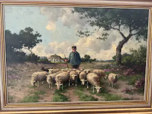 Jozef Gindra - Brabants landschap met herder en kudde kopen? Bied vanaf 250!
