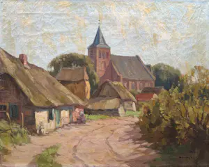 Willem Frederik Noordijk - Impressionistisch dorpsgezicht toegeschreven aan Willem Noordijk (1887-1970) kopen? Bied vanaf 150!