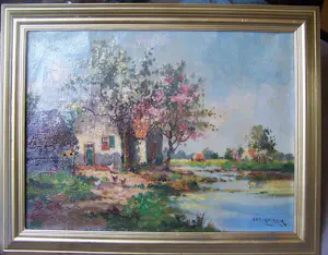 Jan Simon Knikker (sr.) - Landschap met bloesembomen. kopen? Bied vanaf 100!