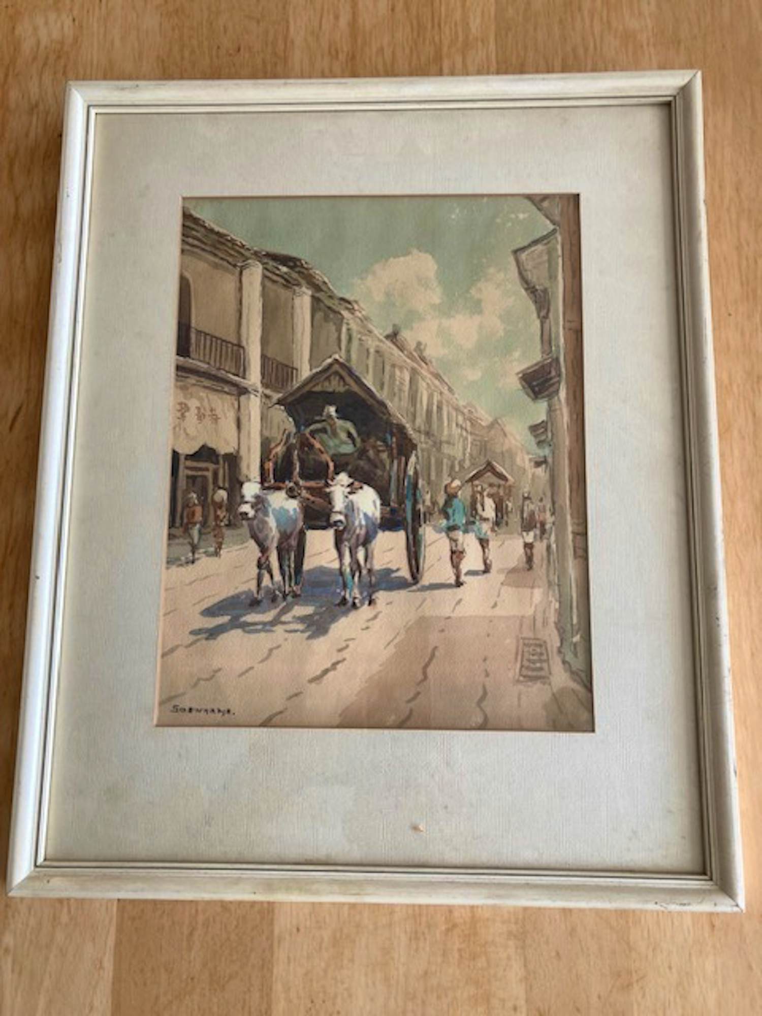 Soewardja - Straatbeeld met kar door koeienspan getrokken kopen? Bied vanaf 30!