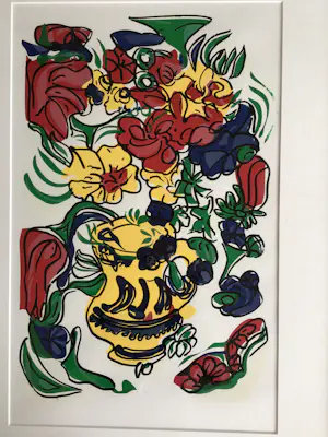 Onbekend - Abstract bloemen in vaas, ingelijst kopen? Bied vanaf 20!