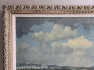 Onbekend - Landschap met bomenrij. Waterkant. kopen? Bied vanaf 100!