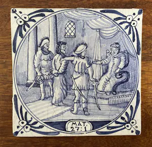 Onbekend - Set van 11 blauw witte handbeschilderde wandtegels met Bijbelse voorstelling kopen? Bied vanaf 50!