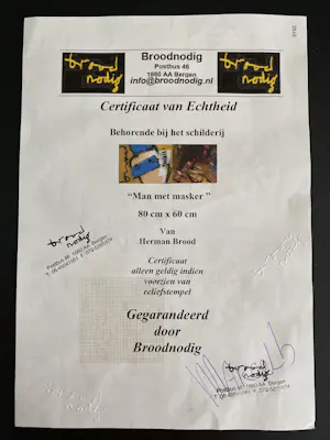 Herman Brood - Man met masker kopen? Bied vanaf 1500!