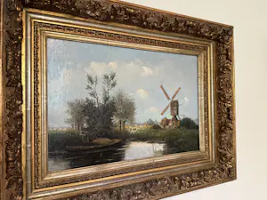 Onbekend - Landschap met water, koeien en molen kopen? Bied vanaf 200!