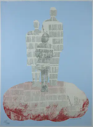 Onbekend - Lot van Pink / PINK, Zeefdruk, Silhouet uit krantenpapier - Ingelijst (Groot) kopen? Bied vanaf 20!