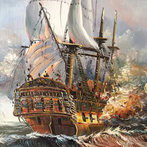 Onbekend - Dramatische zeeslag tussen zeilschepen kopen? Bied vanaf 50!