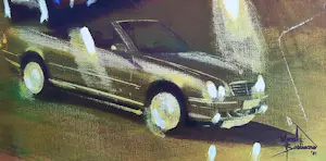 Marcel Bastiaans - Gelitimeerde zeefdruk, Titel: Mercedes in beeld kopen? Bied vanaf 50!