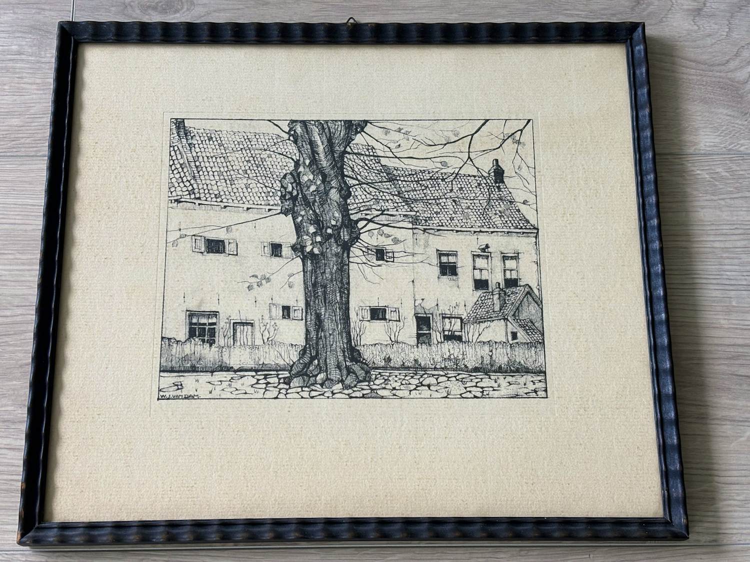 Willem van Dam - Twee werken: Oude linde aan de Zuidsingel en Gezicht op de Ansfriduskerk verkocht voor € 50!