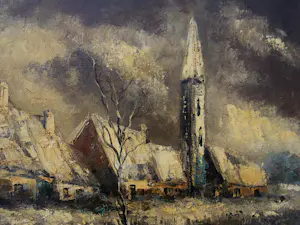 Onbekend - Sneeuwlandschap met huizen. kopen? Bied vanaf 50!