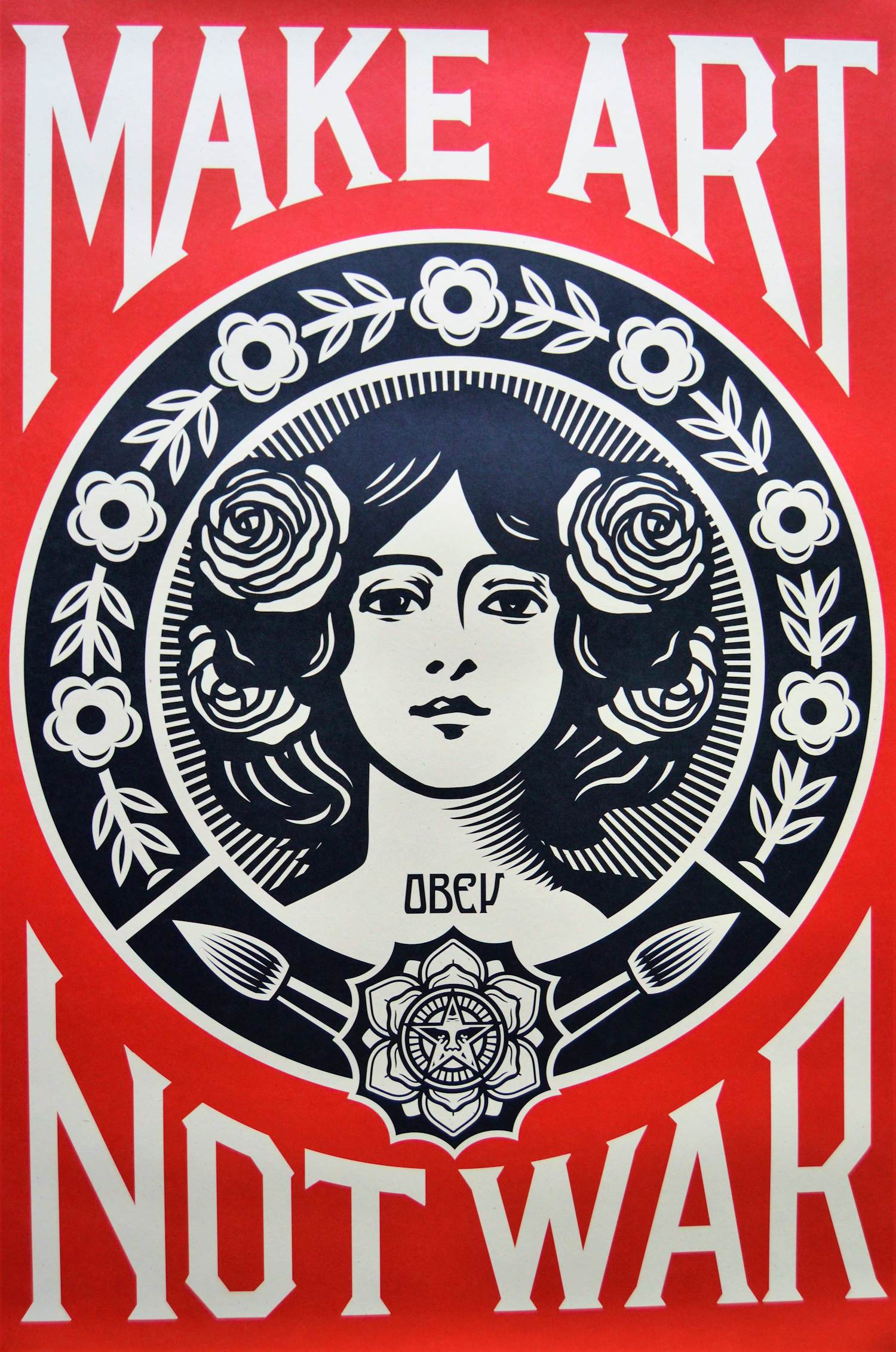 Shepard Fairey - MAKE ART NOT WAR - Gesigneerd sold for € 20!