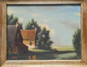 Onbekend - landschap met boerderij. Prachtige kader. kopen? Bied vanaf 39!