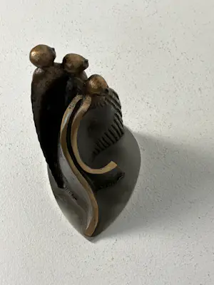 Willem van der Velden - Zwaar bronzen beeld, drie mannen kopen? Bied vanaf 80!