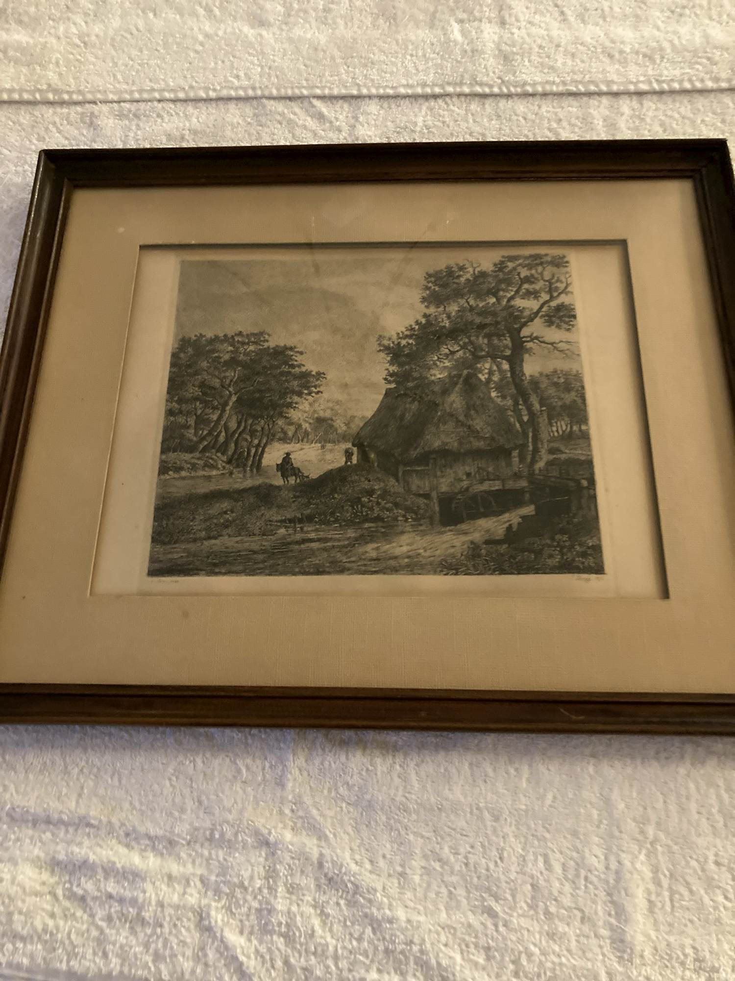 Jozef Linnig - Ets, Landschap naar Meindert Hobbema pinx verkocht voor € 40!