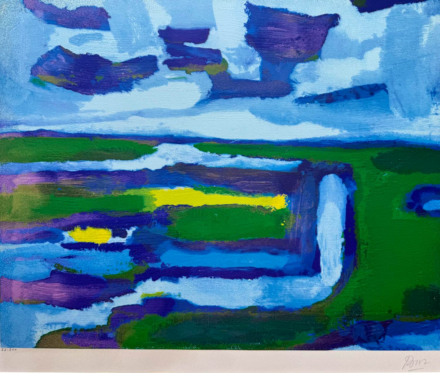 Gerrit Benner - handgesigneerde kleurenzeefdruk | 'Landschap' | ca.1981 kopen? Bied vanaf 3000!