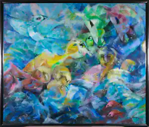 Onbekend - Acryl op papier, Compositie met figuren - Ingelijst (Zeer Groot) kaufen? Bieten Sie von 70!