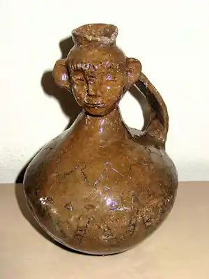 Onbekend - Handgemaakte geglazuurde kruik Peruaanse Face Jug van klei kopen? Bied vanaf 50!