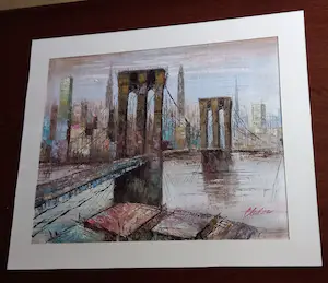 Niet of onleesbaar gesigneerd - New york Brooklyn Bridge kopen? Bied vanaf 1!