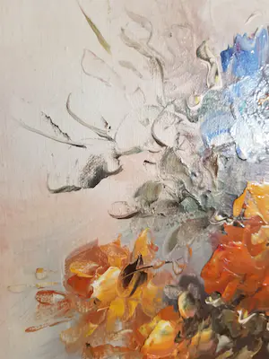 Marie Charlot - Weelderige bloemen in blauwe vaas kopen? Bied vanaf 30!