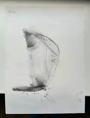 Peter Langenberg - Abstracte potloodtekening in hardcover omslag met illustratie kunstenaar verkauft für € 35!