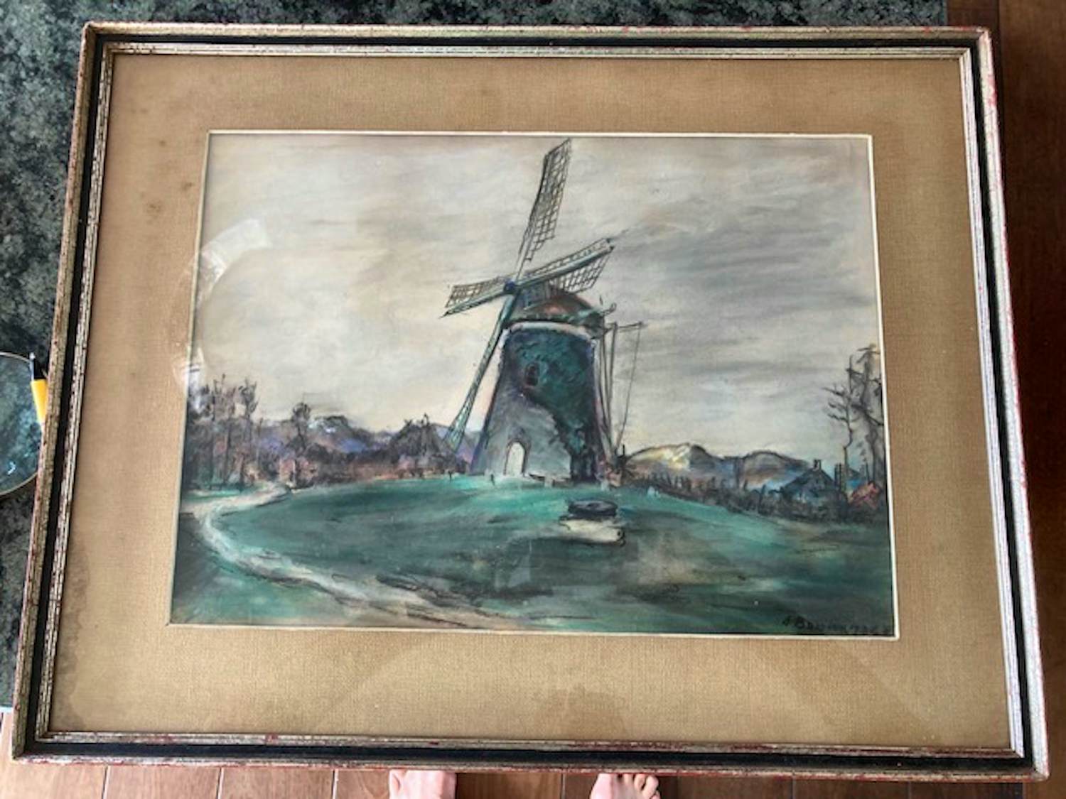 Erwin Johannes Bowien - Molen in landschap verkocht voor € 150!