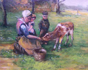 Onbekend - Moeder en kinderen met kalfje. kopen? Bied vanaf 10!