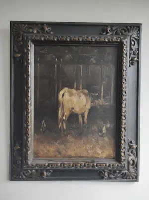 Felix Jansé - Olieverfschilderij met voorstelling van een koe in een stal kopen? Bied vanaf 150!