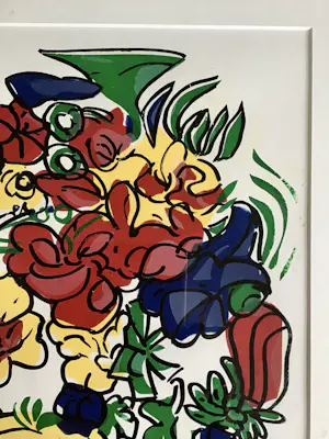 Onbekend - Abstract bloemen in vaas, ingelijst kopen? Bied vanaf 20!