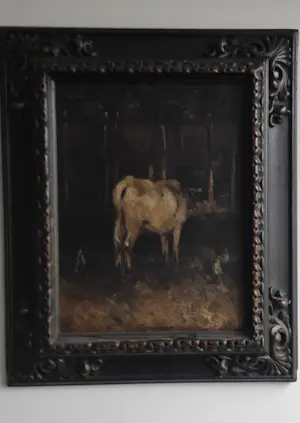 Felix Jansé - Olieverfschilderij met voorstelling van een koe in een stal kopen? Bied vanaf 150!