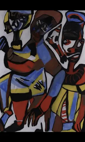 Marthe Nso Abomo - Drie kleurrijke Figuren kopen? Bied vanaf 120!