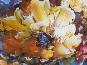 Marie Charlot - Weelderige bloemen in blauwe vaas kopen? Bied vanaf 30!