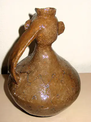 Onbekend - Handgemaakte geglazuurde kruik Peruaanse Face Jug van klei kopen? Bied vanaf 50!