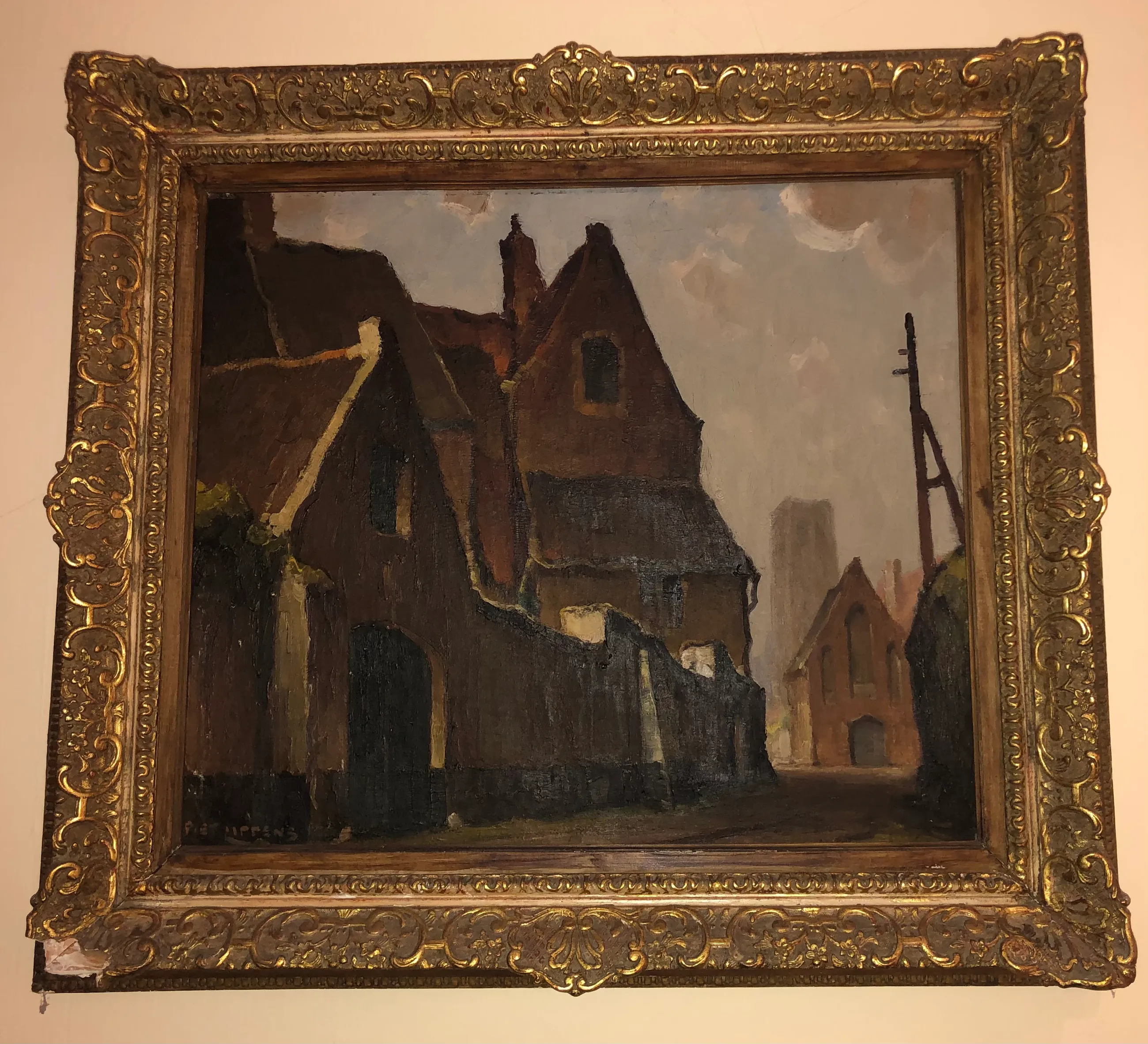 Piet Lippens - Gezicht op historisch straatbeeld in Gent. kopen? Bied vanaf 250!