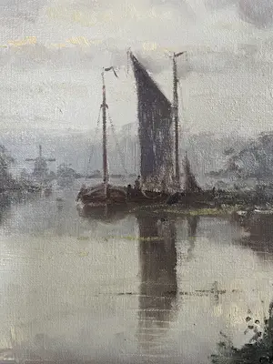 Onbekend - Vrachtschepen op een binnenrivier in Nederland kaufen? Bieten Sie von 85!