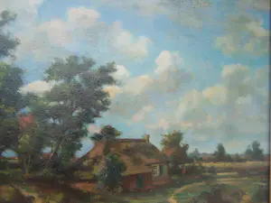 Onbekend - Landschap met Boerderij I(gesigneerd met monogram) kopen? Bied vanaf 125!