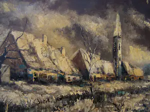 Onbekend - Sneeuwlandschap met huizen. kopen? Bied vanaf 50!